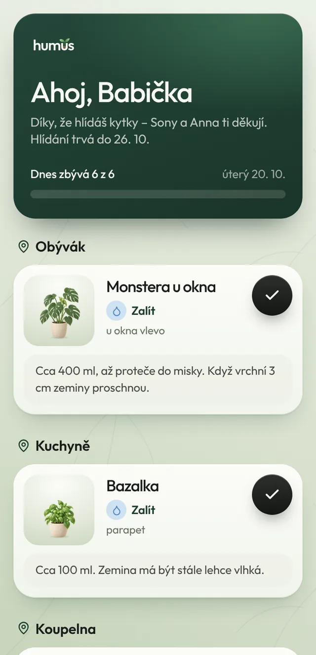 Stránka hlídání: Ahoj, Babička