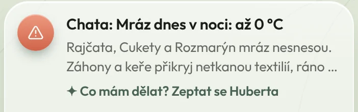 Chata: mráz dnes v noci až 0 °C