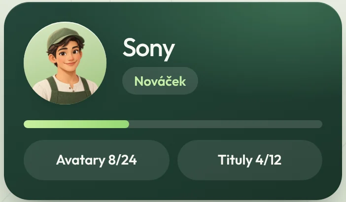 Profil se avatarem a titulem Nováček